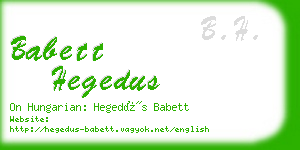 babett hegedus business card